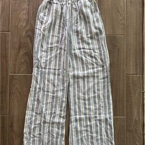 Love Tree Striped Straight Leg Pants in Blue and White